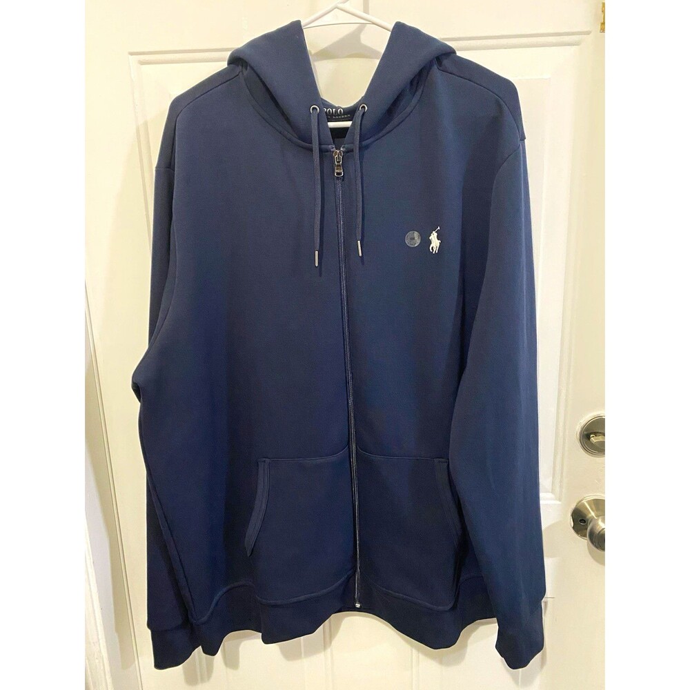 Polo Ralph Lauren Men's Navy Full Zip Hoodie Polo Pony Logo Pockets 2XL